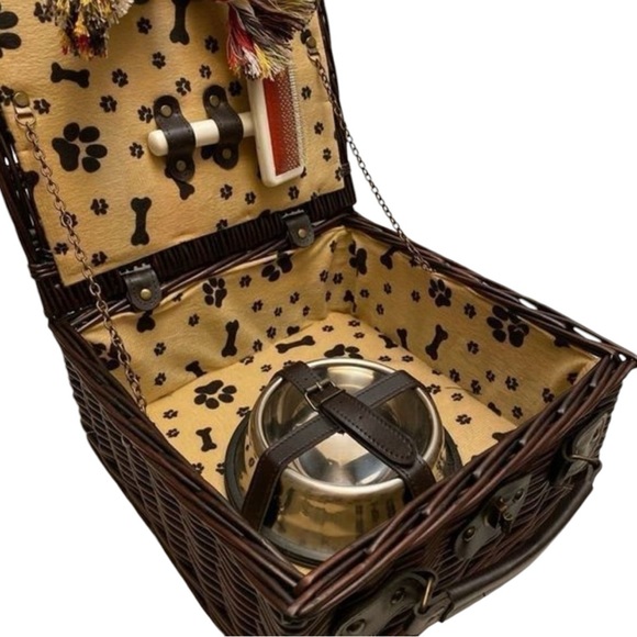 Puppy Picnic Espresso Wooden Accessory Basket - Picture 4 of 5